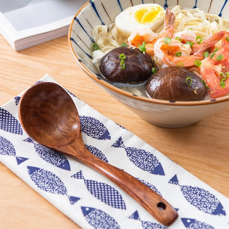 Soup Spoon Wooden Long Soup Ladle Rice Sugar Salt Spoon Porridge Spoon Natural Wooden Spoon for Eating Mixing