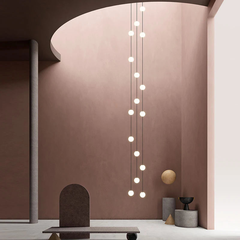 Narrow staircase chandelier Simple modern duplex Villa Apartment loft rotating stairwell minimalist hollow long chandelier