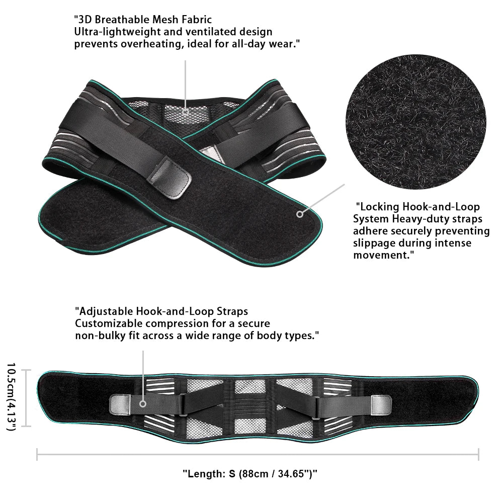 Back Brace for Lower Back Pain Relief, Adjustable Lumbar Support Belt, Improves Posture During Workouts, Sciatica,Herniated Disc