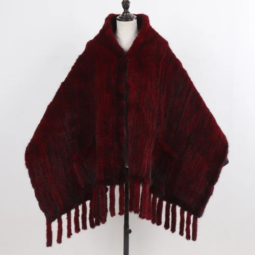 Long Style Women Knitted Real Mink Fur Pashmina Scarves Winter Real Natural Mink Fur Scarf Lady 100% Natural Real Mink Fur Shawl