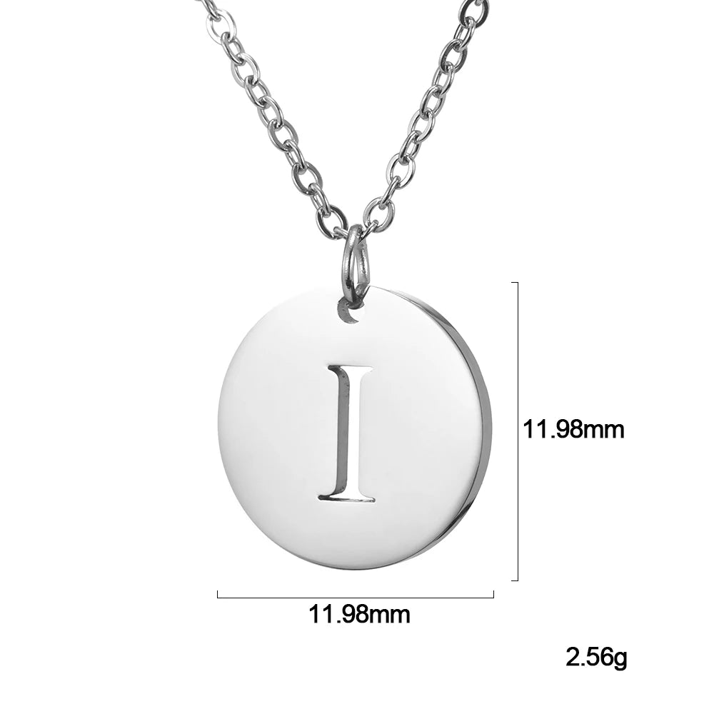 Kkjoy Fashion Stainless Steel Gold Color Minimalist Metal Round A-Z 26 Initials Necklace for Women Jewelry Gift Wholesale New in
