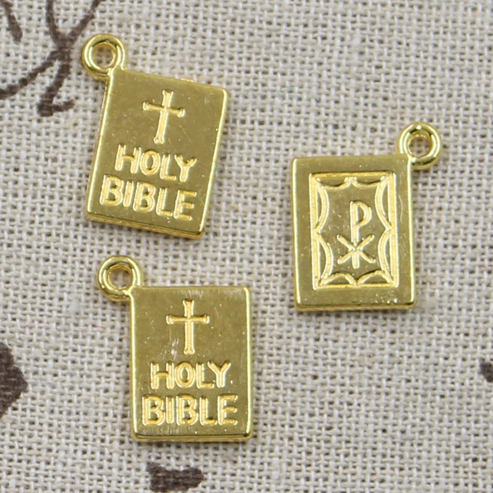10pcs Charms Book Holy Bible 17x14mm Antique Pendant fit,Vintage Tibetan Bronze Silver color,DIY Handmade Jewelry