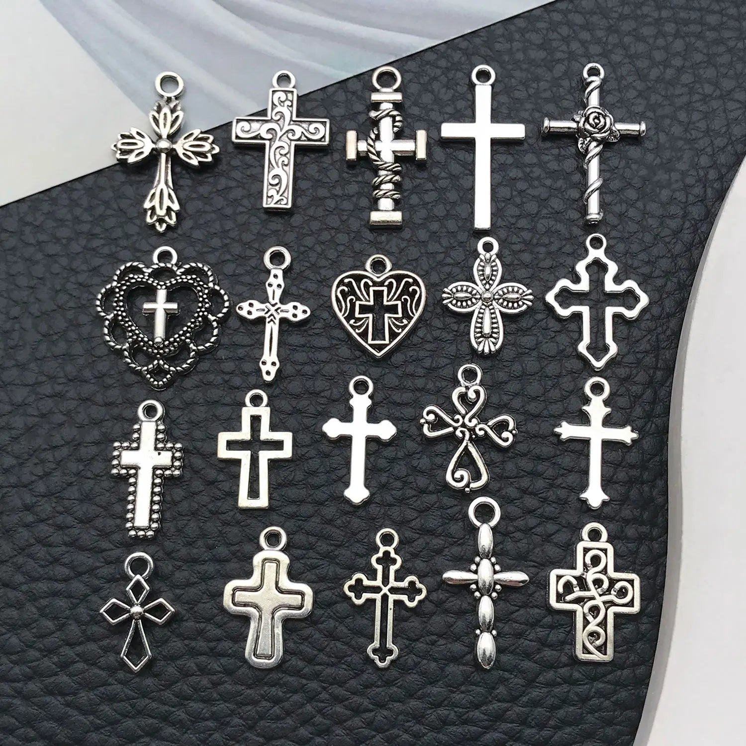 20 Styles Antique Silver Crosses - Perfect for Handmade Jewelry like Necklaces, Bracelets & Earrings"