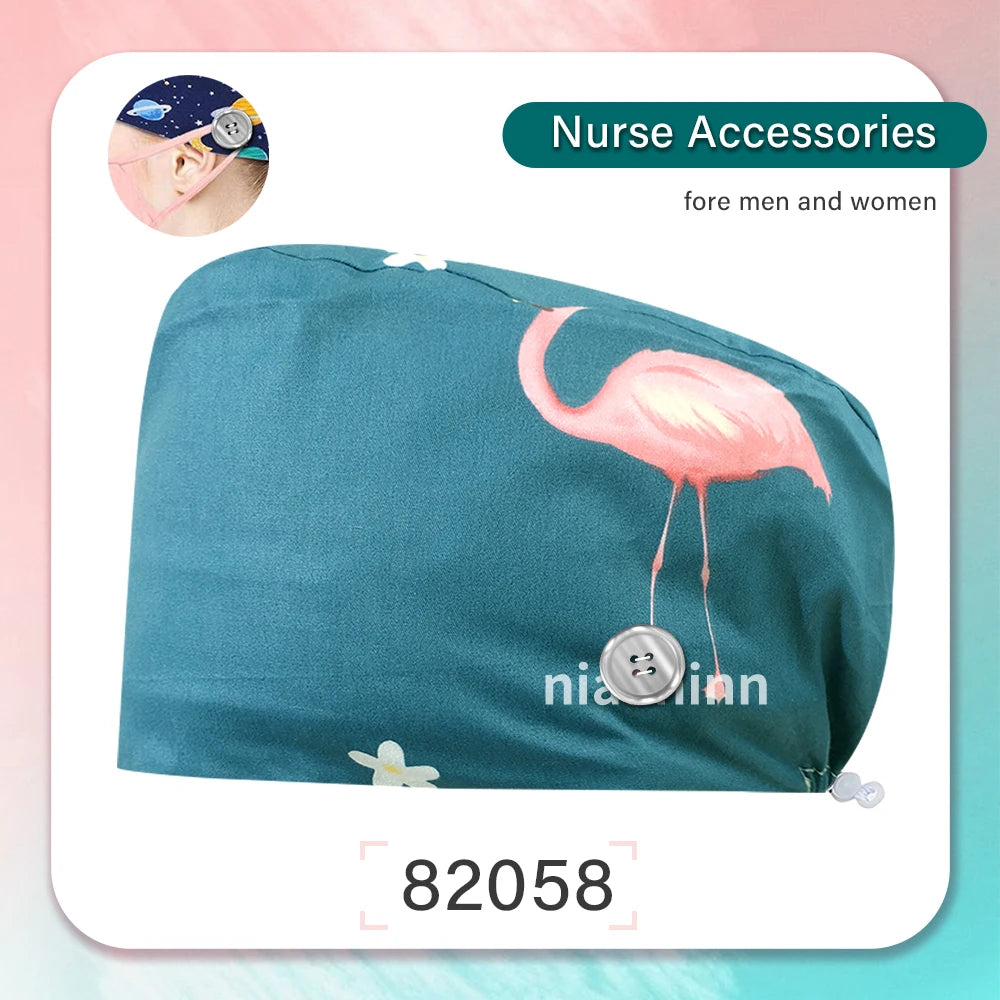 Nurse Scrubs Cap Women Health Workers Frosted Hat Lab Operator Work Cap Beauty Salon Dustjproof Working Hat Adjustable Scrub Cap