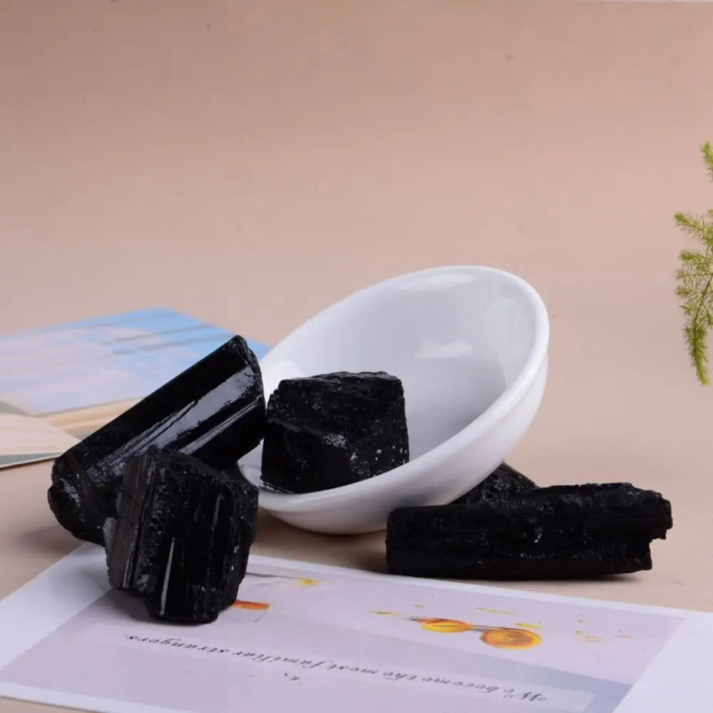 Creative Natural Natural Black Tourmaline Stone Crafts Black Black Tourmaline Raw Stone Handicraft Aromatherapy Stone Collection