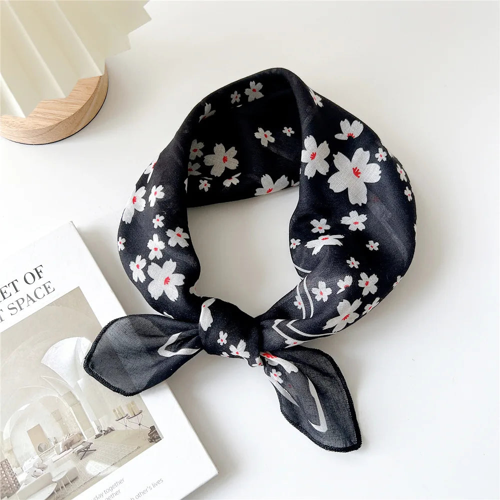 Fashion Cotton Linen Shawl Square Scarf for women sweet Cherry Print Hijabs Ladies Wraps summer sunscreen Bandanas Head scarf