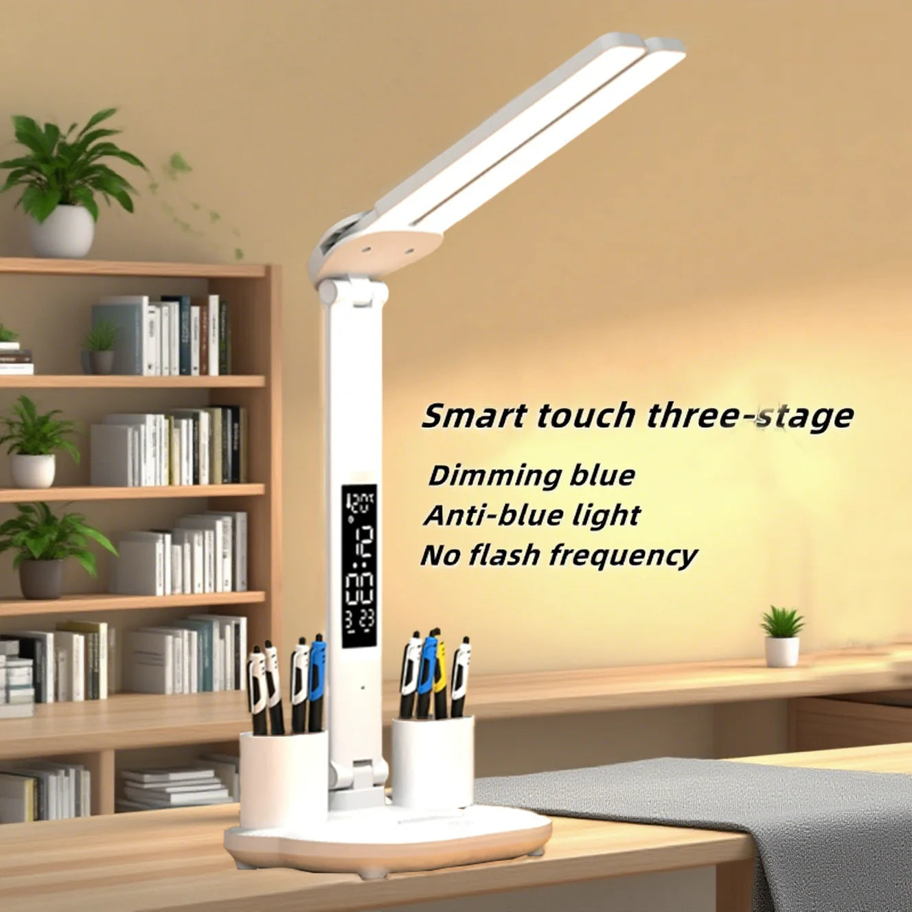 LED Table Lamp Eye Protection Touch Dimmable Desk Light for Kids Reading Bedside Bed College Study Charging Folding Lamp