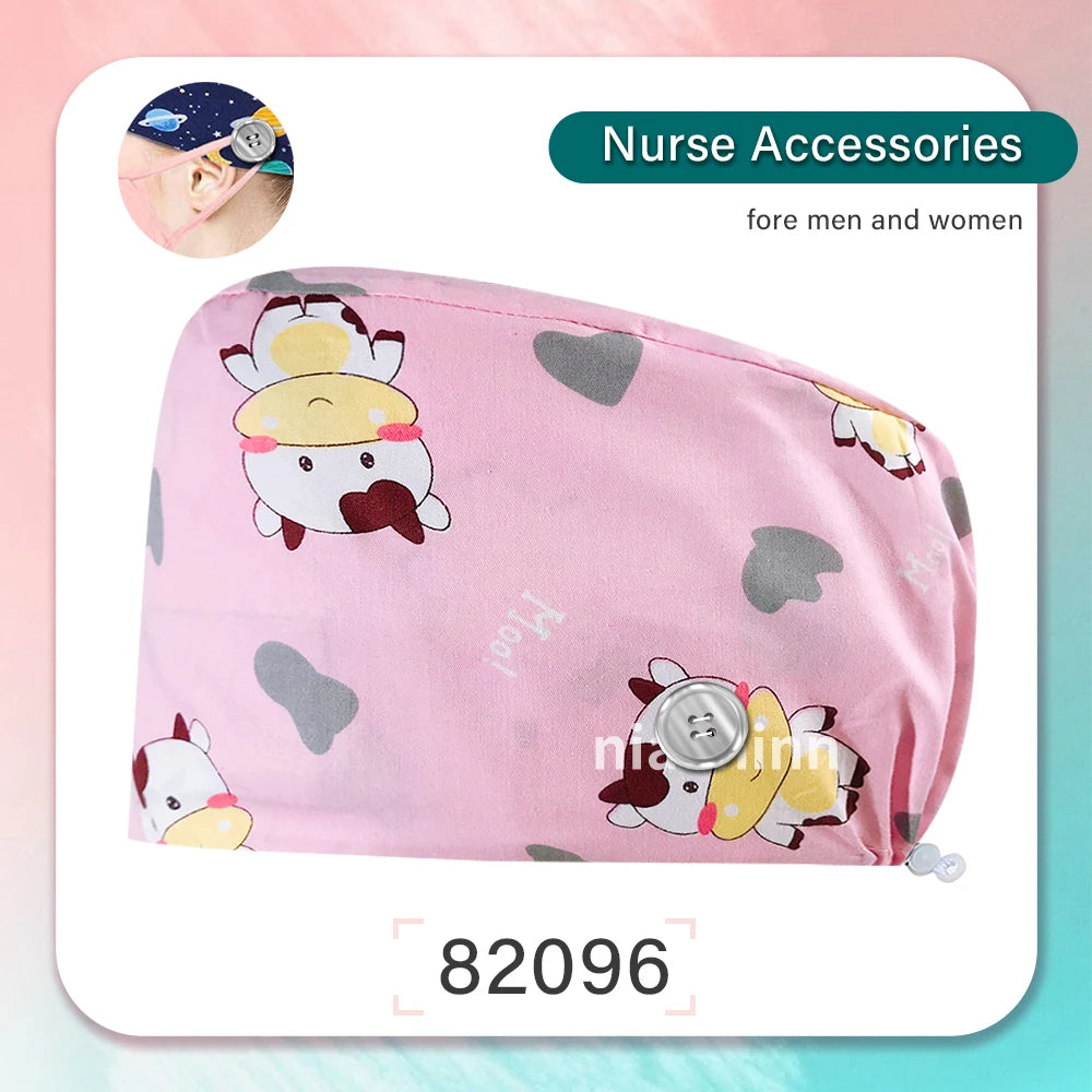 Nurse Scrubs Cap Women Health Workers Frosted Hat Lab Operator Work Cap Beauty Salon Dustjproof Working Hat Adjustable Scrub Cap