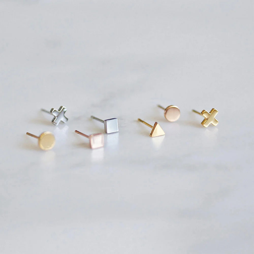 SUNIBI Minimalist Stainless Steel Stud Earrings for Women Small Cross Fashion Trendsetter Lady Earrings Office Girls Jewelry