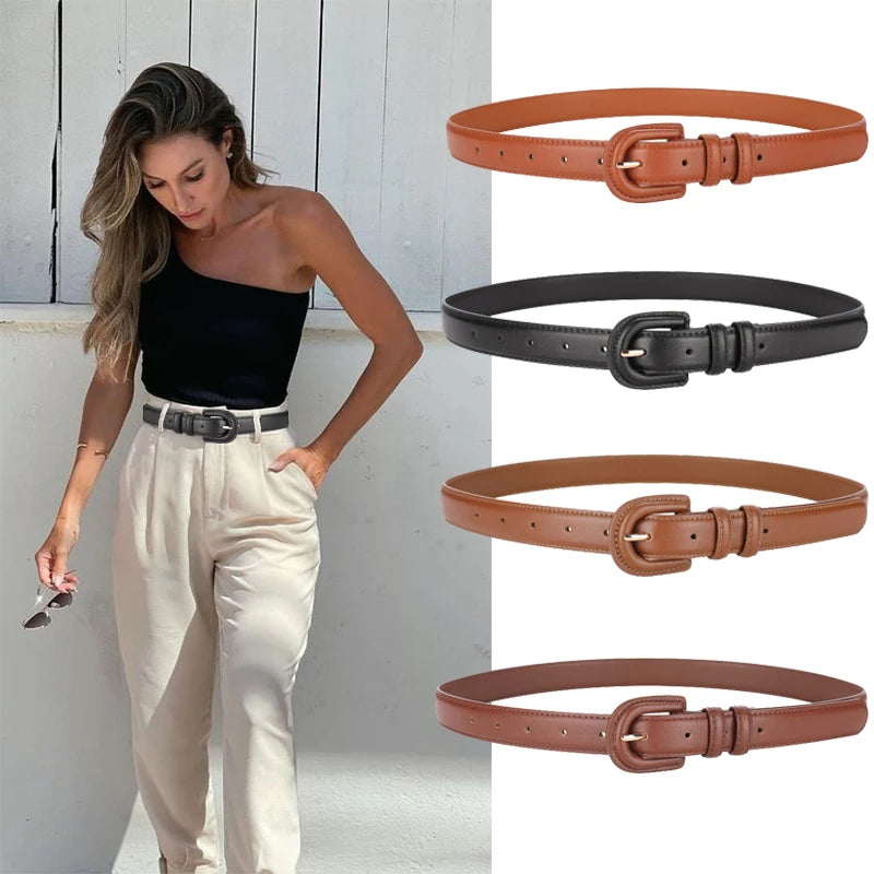 Genuine Leather Belt Woman Luxury Womens Belts for Designer Brand Ladies  Women Brown Wide Cowhide Vintage Waistband Pin Buckle