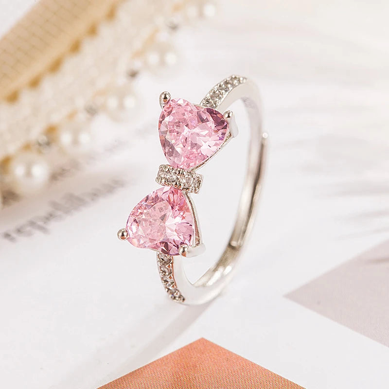 Minimalist Bowknot Opening Adjustable Rings For Women Girls Fashion Creative Irregular Geometric Birthday Party Jewelry Gifts