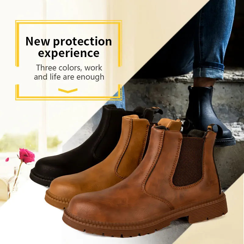 CE Certified Steel Toe Work Shoes Men, Waterproof Anti-Fatigue Insoles, Durable for Landscaping Road Construction Crews