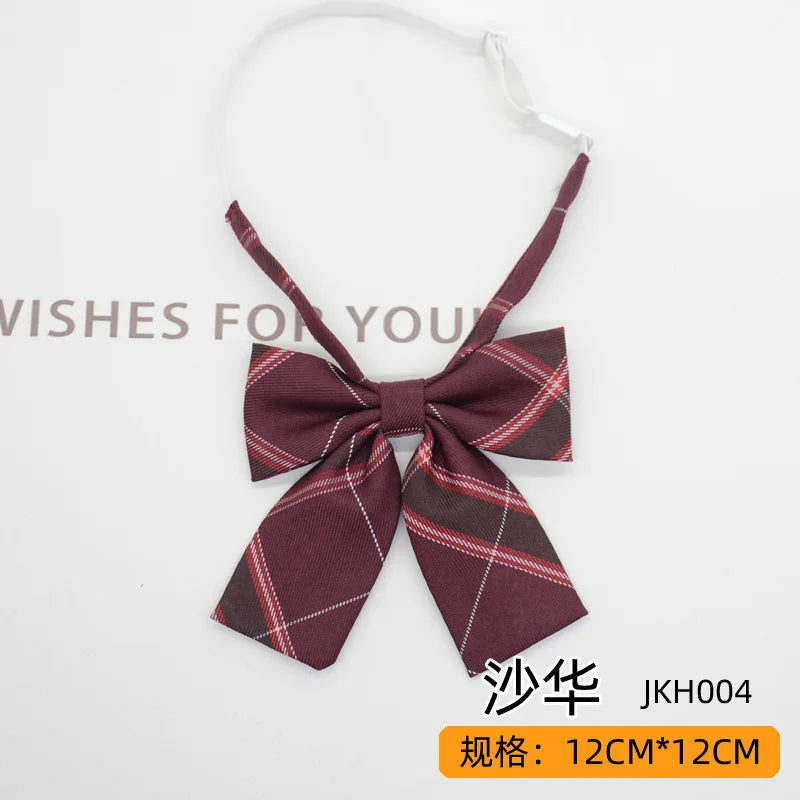 Trendy JK Ties Bowtie Women College Student Collar Neckwear Daily Shirt Accessories Cotton Plaid Bowknot Lolita Girls Lazy-tie