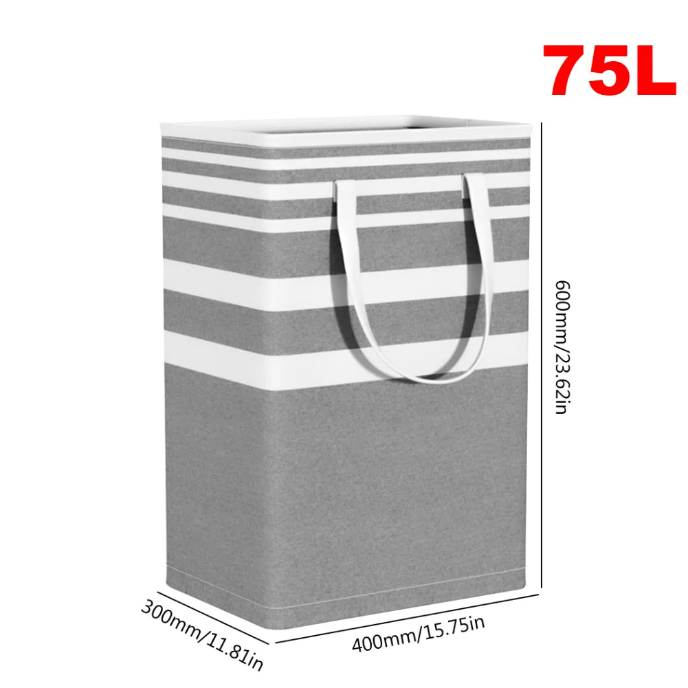 100L Dirty Clothes Bag Box Foldable Laundry Hamper Basket with Bamboo Handle&Lid with Removable Liner Bag for Laundry Room Dorm