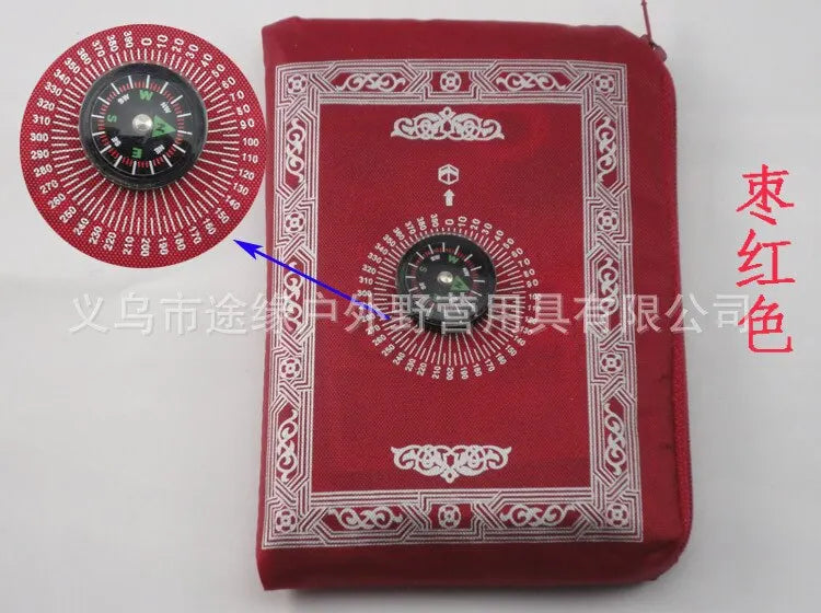 Prayer Rug Polyester Portable Braided Mats Simply Print with Compass In Pouch Travel Home New Style Mat Blanket 100x60cm