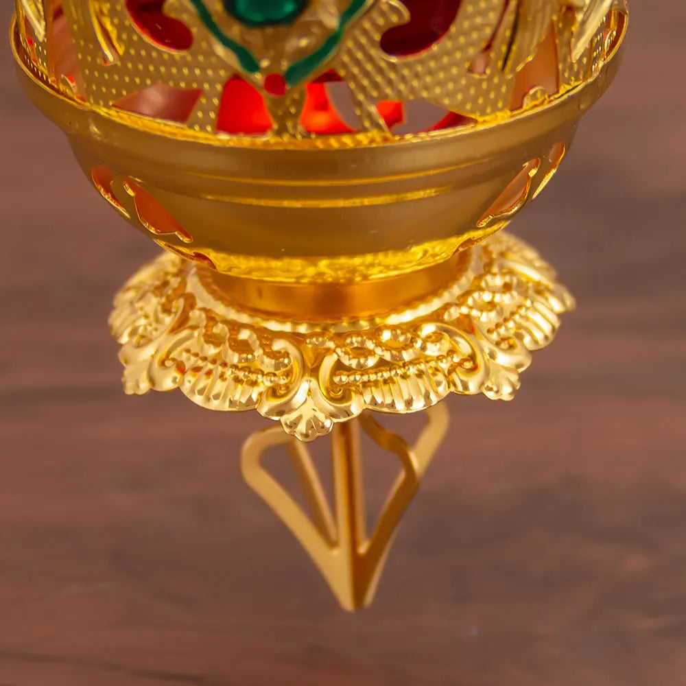 Orthodox Christian Hanging Oil Lamp,Orthodox Vigil Oil Lamps with Red Glass Cup,for Religious Ceremonies and Daily Use