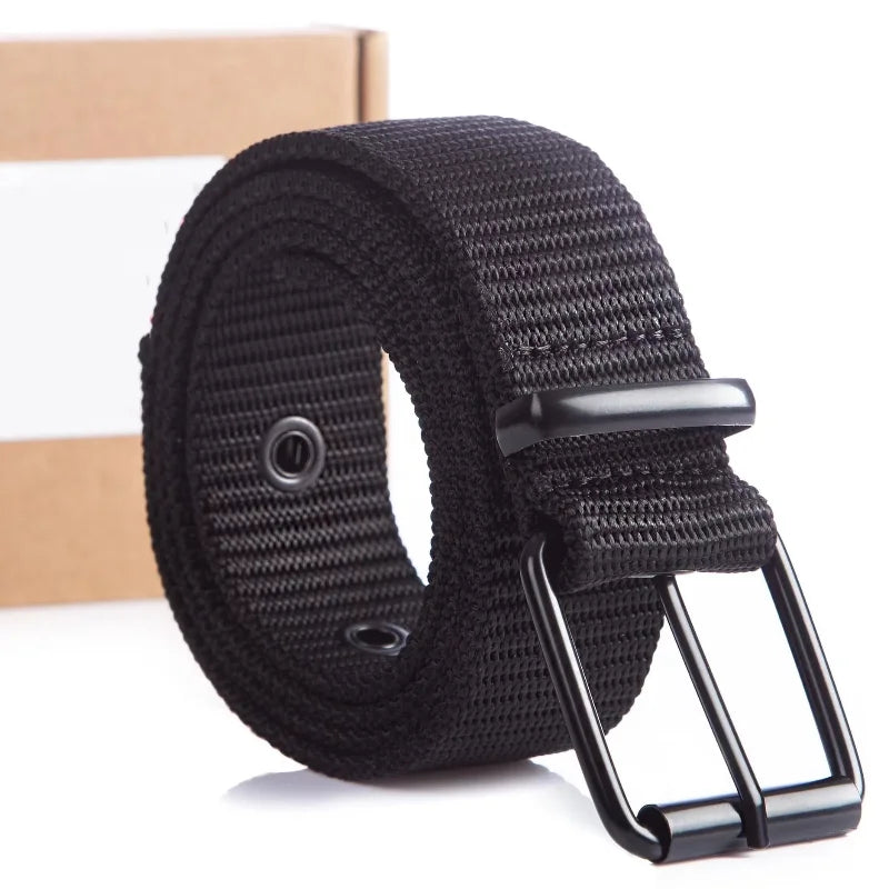Men's Belt Porous Canvas Pin Buckle Leather Belt Outdoor Sports Belt Women's Trendy Eyelet Belt With Jeans Belt For Men Women
