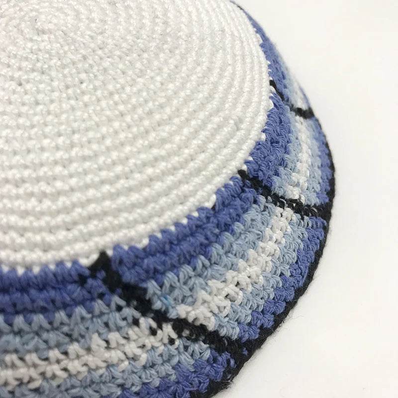 Jewish Yamaka Hat Handmade Knitted for Men Judaica Kippah Yarmulke Kipa Kippot Gift 18cm