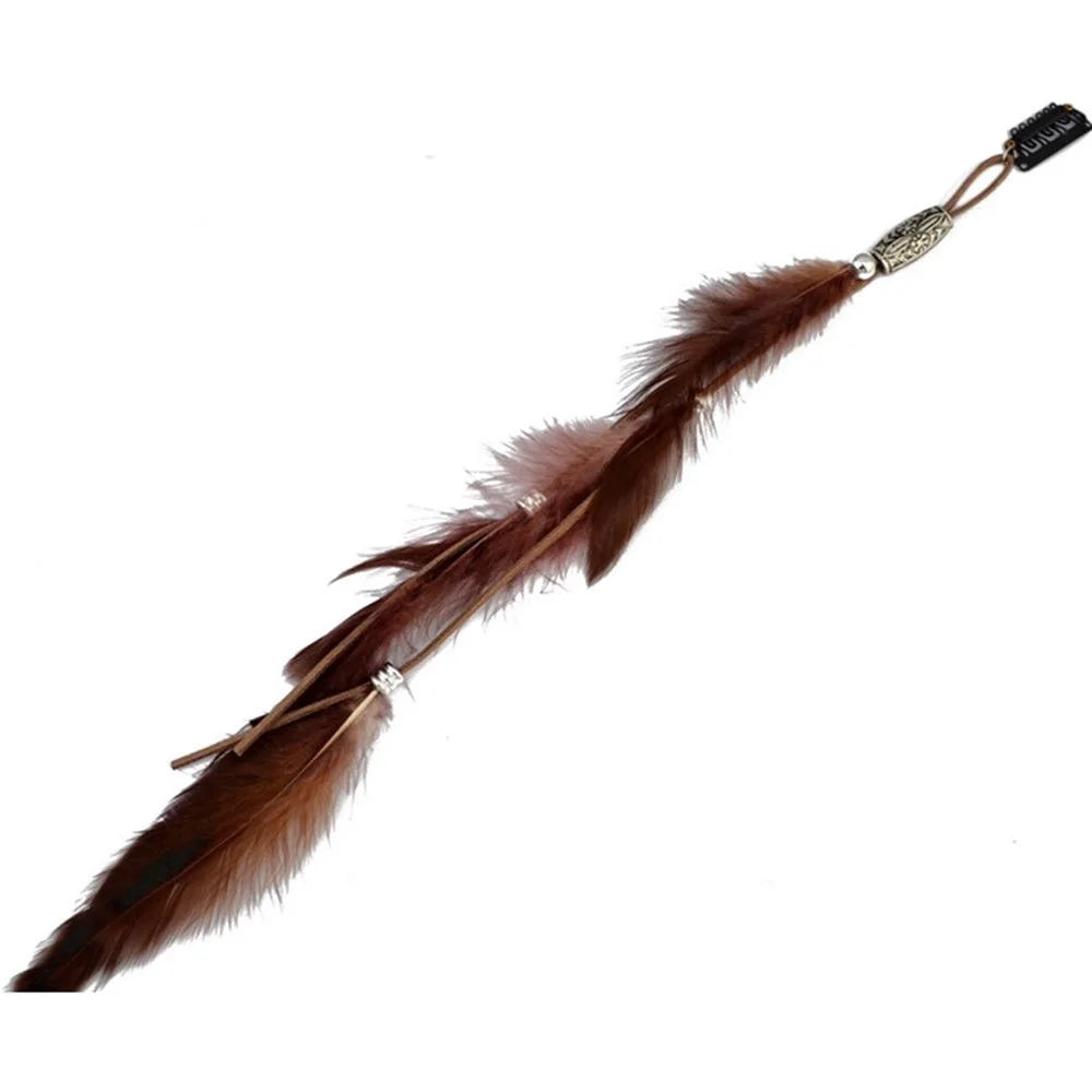 Women Feather Bb Clip Headband Scrunchies Headdress Tribal Hair Rope Headpieces 2021 New Fashion Headwear Retro Hair Accessories