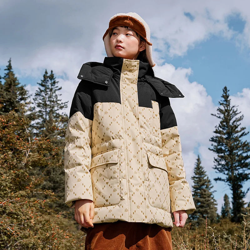 Semir Down Jacket Women Mid-Length Detachable Hooded 2023 Winter New Three-Proof Loose Warm Work Jacket