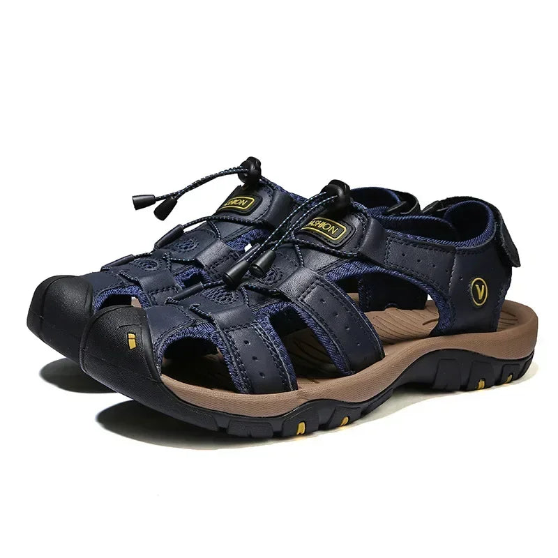 Sandals Summer New Men'sHollow Breathable Sandals Slippers Outdoor Baotou Beach Shoes Dad's Shoes Mens Shoes sandalias2024