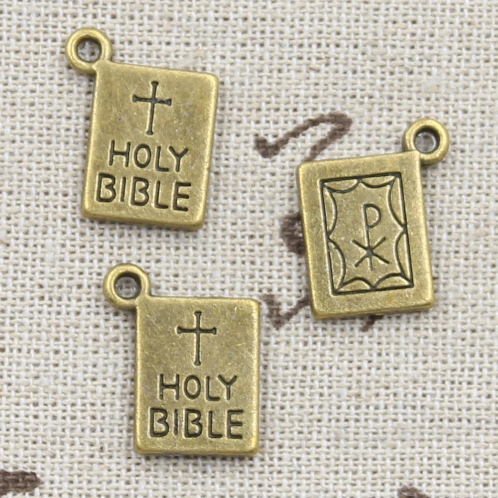 10pcs Charms Book Holy Bible 17x14mm Antique Pendant fit,Vintage Tibetan Bronze Silver color,DIY Handmade Jewelry
