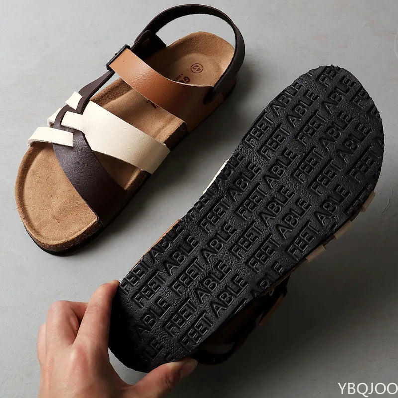 2022 New Summer Fashion Men Leather Sandals Outdoor Comfortable Breathable Sports Casual Non-Slip Beach Luxury Sandals