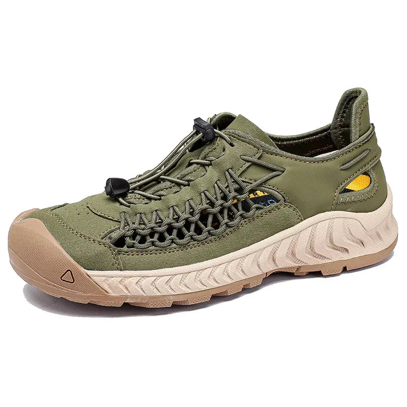 Genuine Leather Casual Sandals Outdoor Antiskid Designer Round Toe Sandals Breathable Waterproof Beach Shoes Summer Men Sandals
