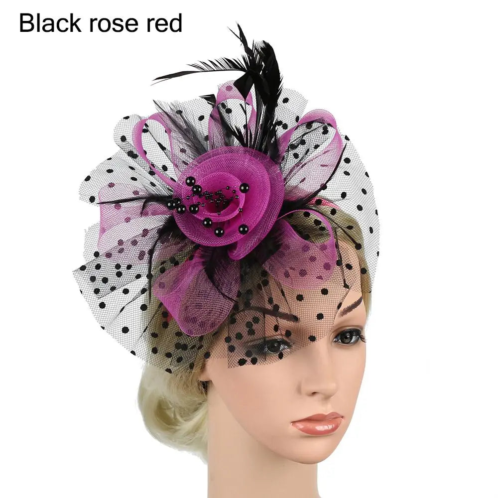 Bride Headwear hat Veil Wedding Hair Accessories Flowers Feather Mesh Veil Face Cover Multi Colors Korea Japan Black White