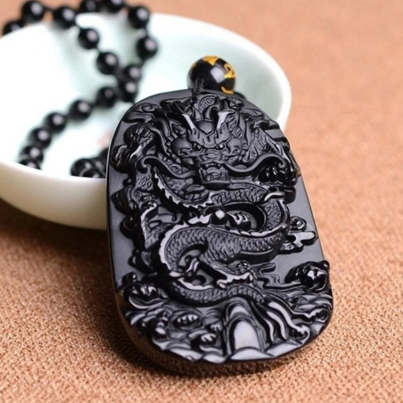 Natural Black Obsidian Money Buddha Pendant Necklace Chinese Hand Carved  Accessories Amulet for Men Women Fashion Jewelry