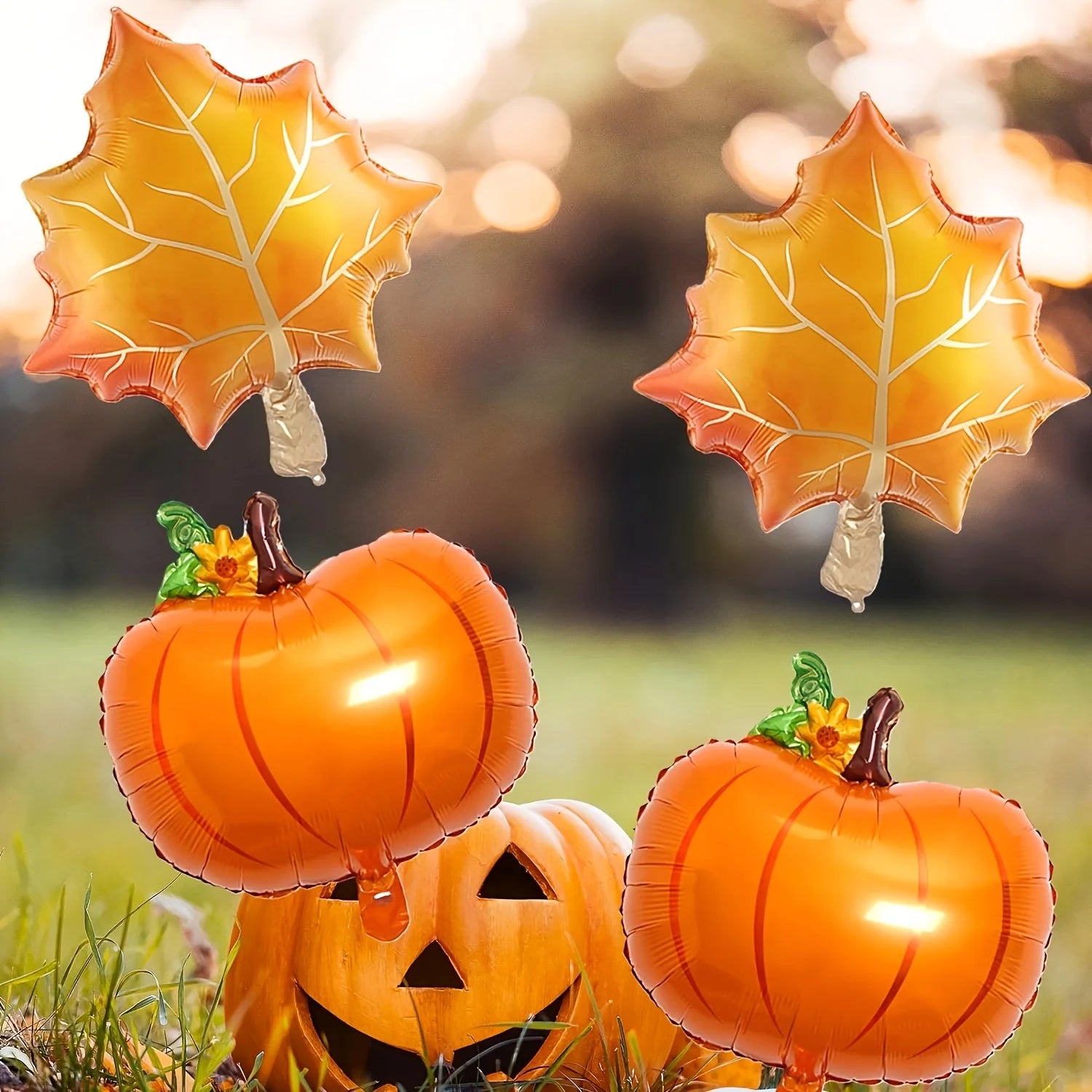 1set Happy Fall Balloons Pumpkin Big Maple Leaves Acorn Balloons Fall Mylar Foil Balloons ThanksGiving Home Festival Decorations