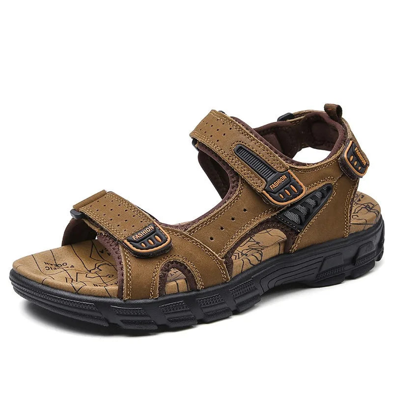 Designers Men's Sandals Luxury Genuine Leather Men's Sandals   High Quality Soft Casual Sandals for Men Beach Hiking Men's Shoes