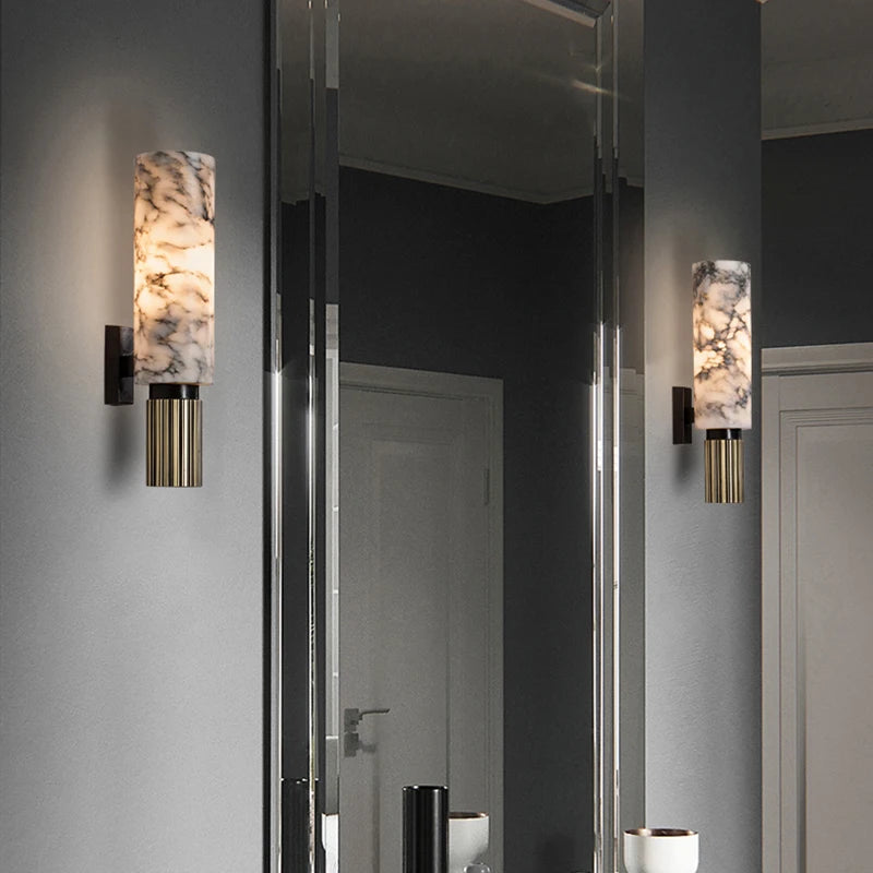 Modern Marble Wall Lamp Luxury Natural Marble Wall Lamp Villa Aisle Corridor Bedroom Study Wall Lamp