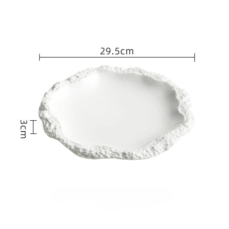 Rockpattern Skirt Plate Household Ceramic Flat Plates Vegetable Shallow Hotel Tableware INS Style Western Food Kitchen Plate