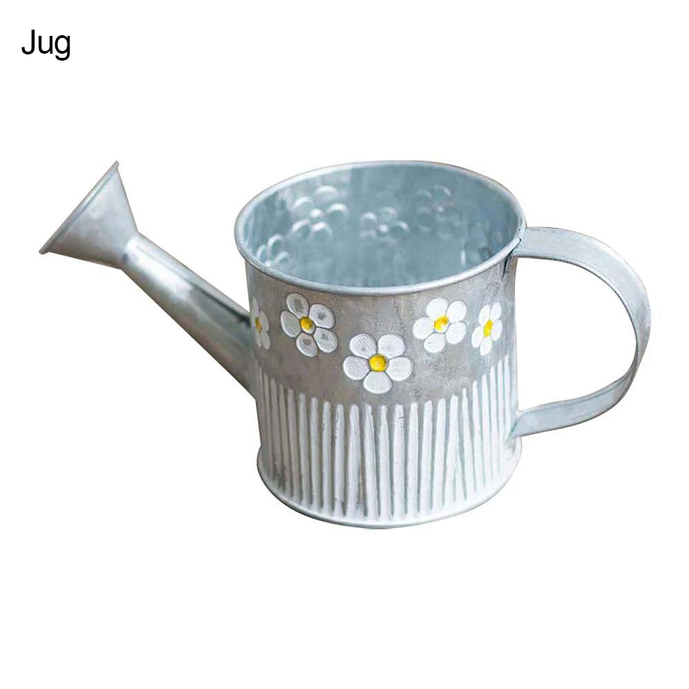 Embossed Vintage Iron Flower Pot Desktop Flowers Vase Plant Hanging Balcony Plant Bucket Planting Home Garden Decorations