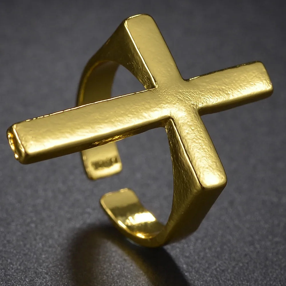Simple Big Cross Rings for Men Boy Crucifix Black Color Ring Religious Male Jewelry Gift for Christian Catholicism