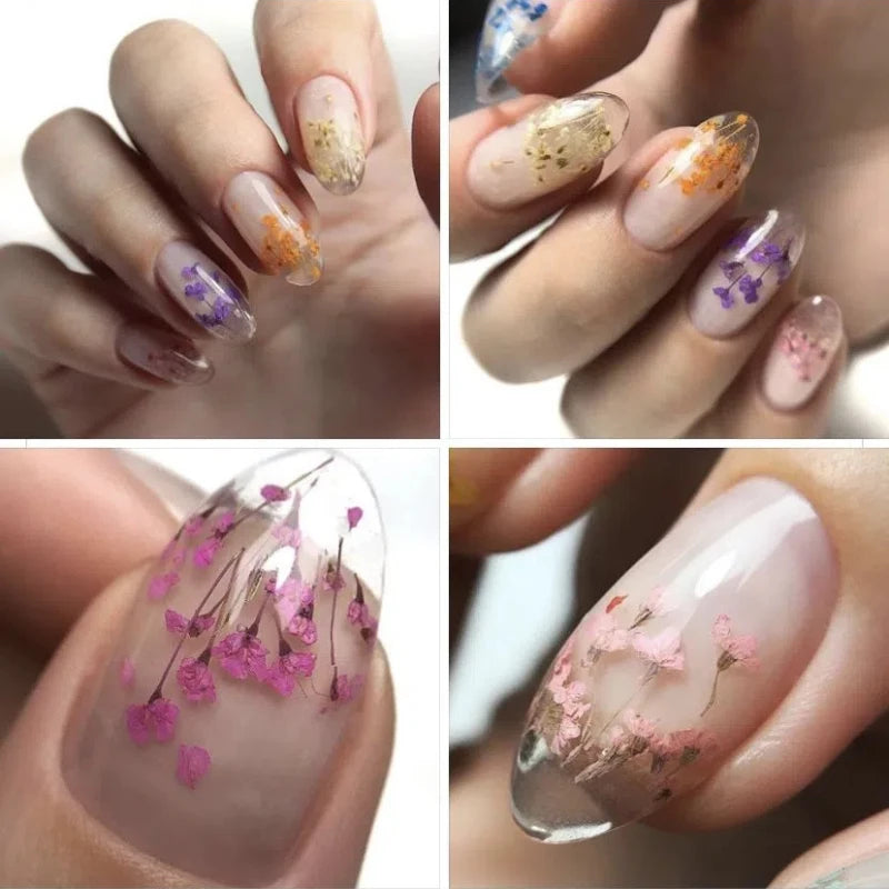 MEET ACROSS 5ML Blue Dried Flower Gel Nail Polish Natural Flower Fairy Nail Art Soak Off UV LED Painting Gel Varnish For Nails