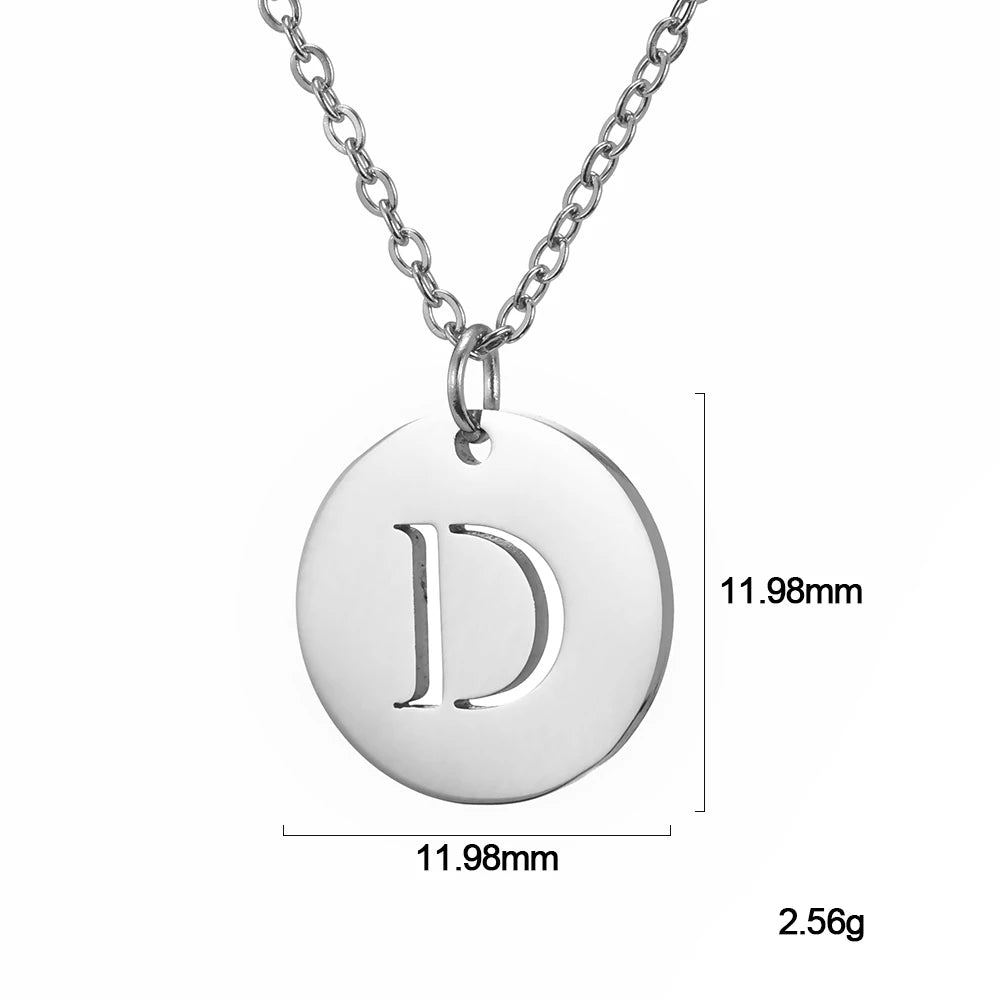 Kkjoy Fashion Stainless Steel Gold Color Minimalist Metal Round A-Z 26 Initials Necklace for Women Jewelry Gift Wholesale New in