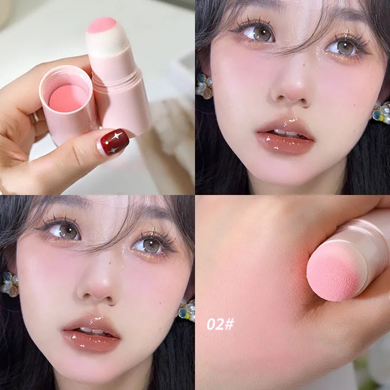 Soft Fog Blush Stick-energetic Bouncy 3 In1 Korean Style Brightening Dual -use For Lips And Cheeks Natural Color Vitality Girl