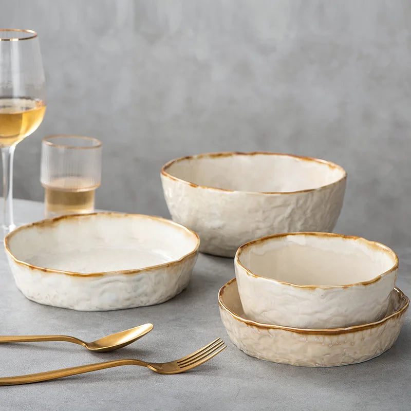 Creative Nordic Style Plate Bowl Tableware Western Style Rice Soup Noodle Salad Bowl Simple Household Dish Plate