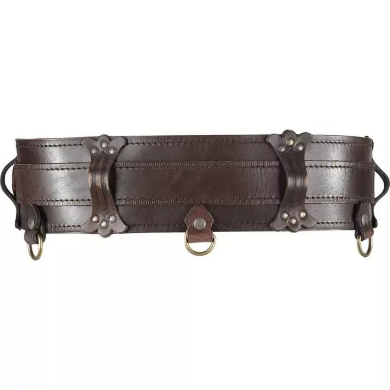 Medieval Sword Belt Steampunk Gothic Festival Waist Girdle Celtic Knight Larp Cosplay Costume Ring Strap PU Leather Waistband