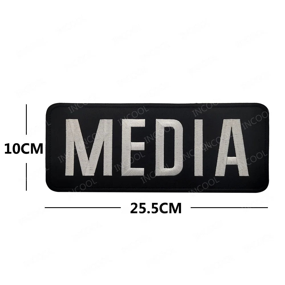 PRESS MEDIA INSTRUCTOR Doctor Nurse First Aid Staff IR Infrared Reflective Glow In Dark Patches Appliqued Embroidered Badges