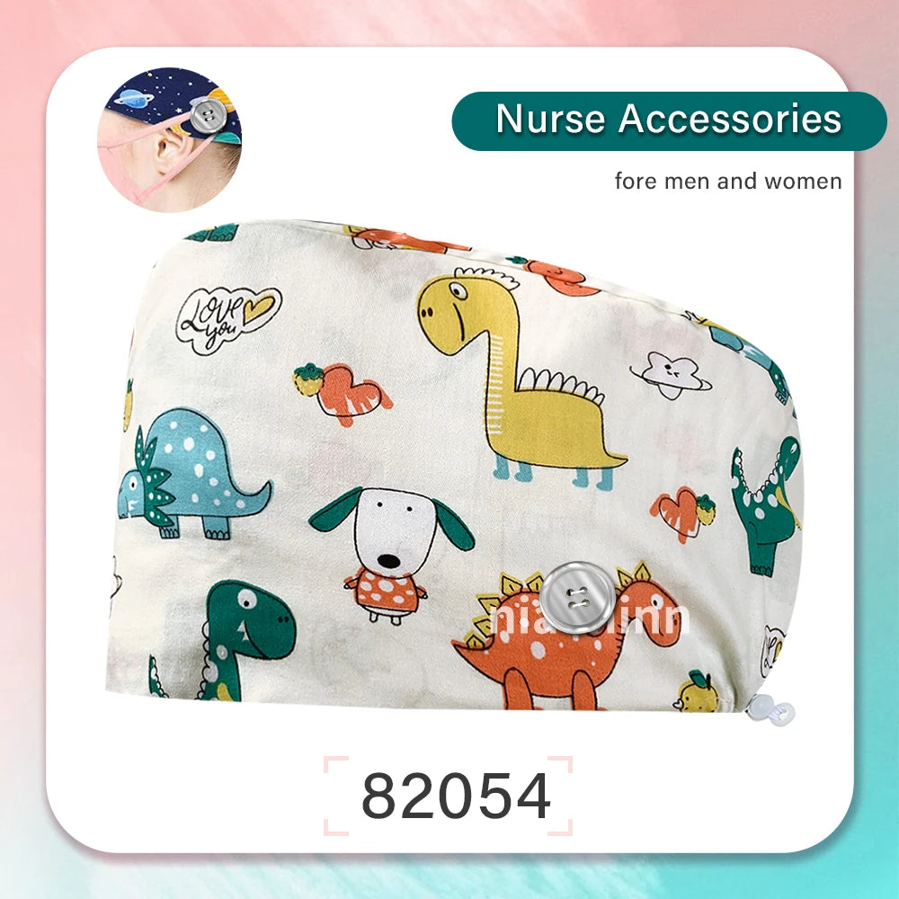 Nurse Scrubs Cap Women Health Workers Frosted Hat Lab Operator Work Cap Beauty Salon Dustjproof Working Hat Adjustable Scrub Cap