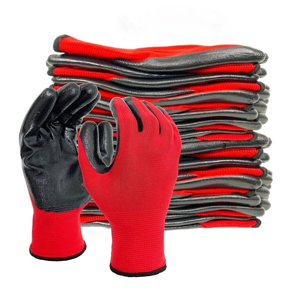 2024 Nylon Safety Working Gloves Premium Nitrile Coated Builders Excellent Grip Gardening Grip Industrial Protective Work Gloves