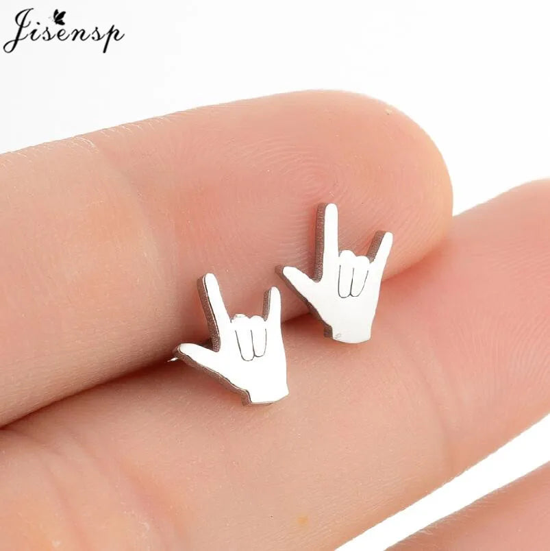Punk Mini Stainless Steel Earrings for Women Minimalist Spades Gesture Apple Lighter Spider Web Earings Fashion Jewelry brincos