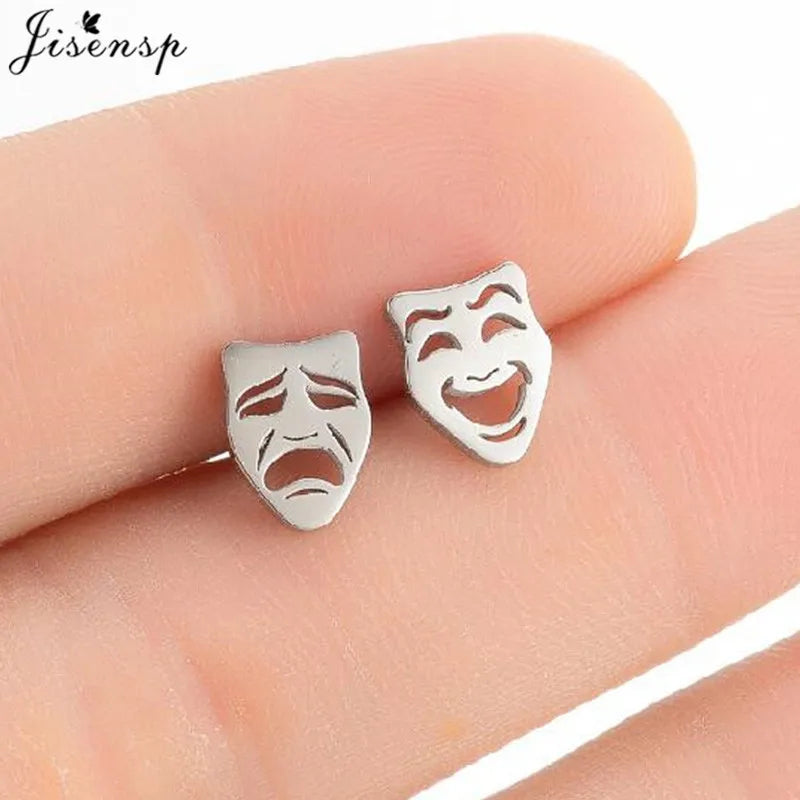 Punk Mini Stainless Steel Earrings for Women Minimalist Spades Gesture Apple Lighter Spider Web Earings Fashion Jewelry brincos