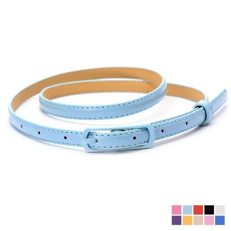Ladies Fine Belt Japanese Word Buckle PU Belt Ladies Fashion Belt Thin Waist Skirt