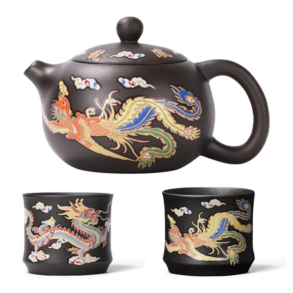 Chinese Style Color-changing Purple Clay Teapot, Anti-Scald Handle Purple Clay Teapot Ceramics Tea Set Gift For Tea Lover ﻿