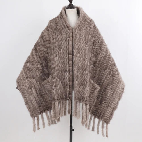 Long Style Women Knitted Real Mink Fur Pashmina Scarves Winter Real Natural Mink Fur Scarf Lady 100% Natural Real Mink Fur Shawl
