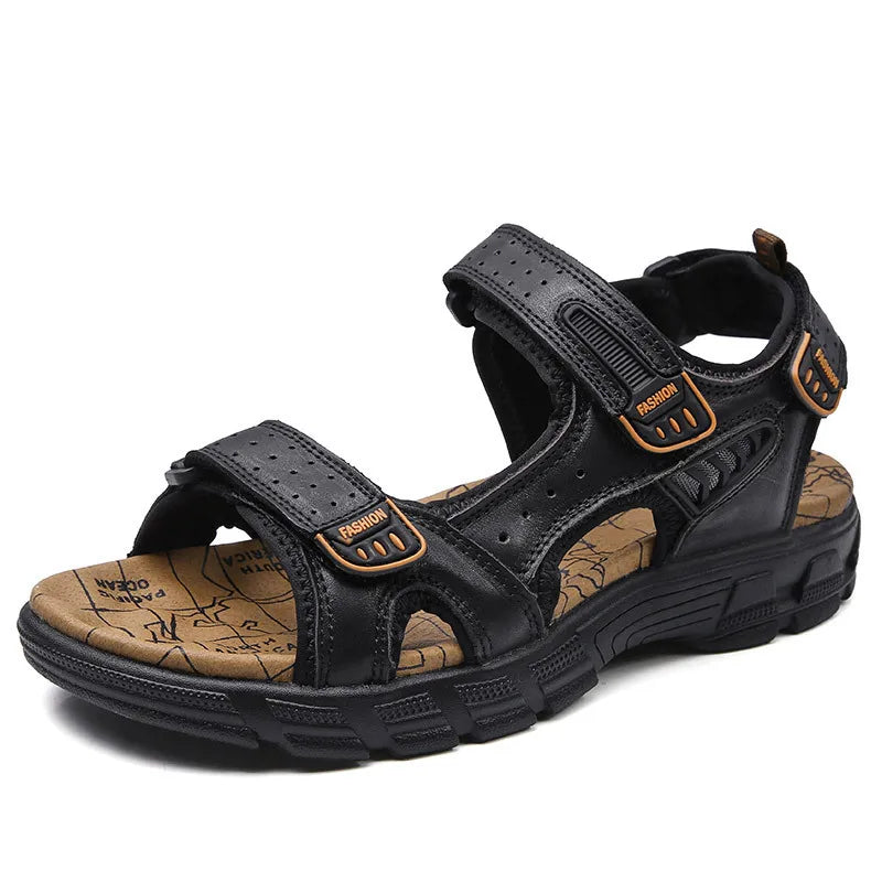 Designers Men's Sandals Luxury Genuine Leather Men's Sandals   High Quality Soft Casual Sandals for Men Beach Hiking Men's Shoes